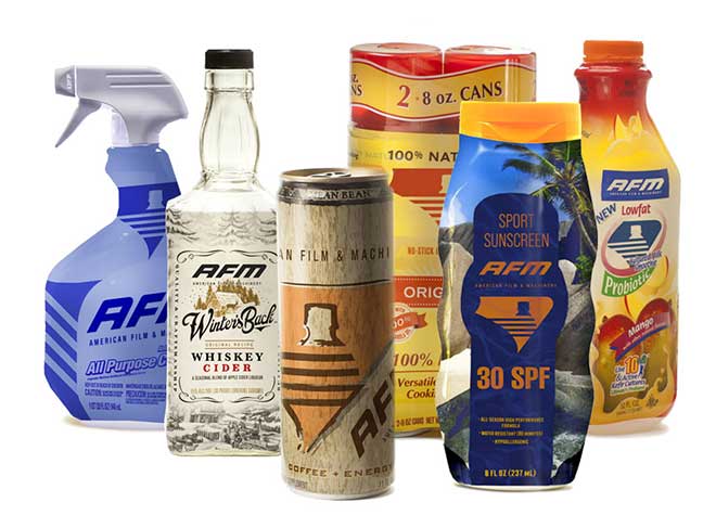Beverage and household products with shrink sleeve labels